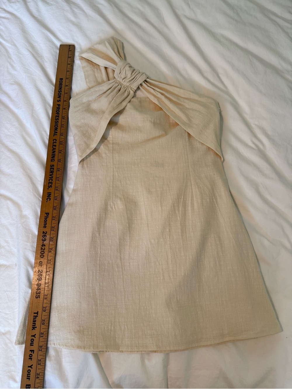 NWT! Sabo Dimmi Dress Women’s Size M 6 Beige Cotton Sleeveless One Shoulder Mini - Picture 11 of 16